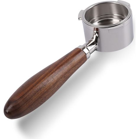 Porte-filtre sans fond 51 mm pour Dedica EC680/EC685/EC885 avec 3 oreilles Panier filtrant 0,3 mm Poignée en bois de noyer (1/5)