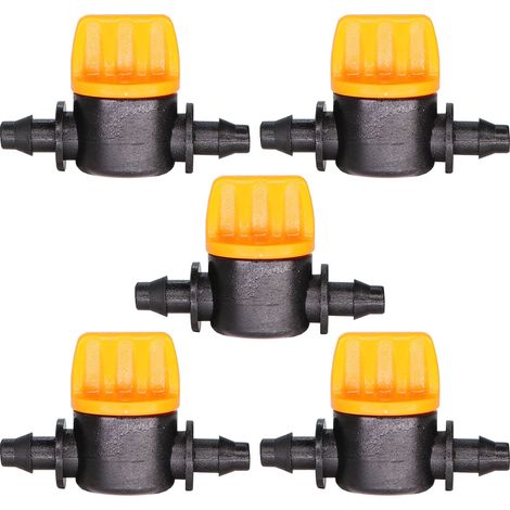 10er-Pack 1/4"-Mini-Absperrventile mit Widerhaken für 4/7-mm-Schläuche, Adapter für Gewächshaus- und Gartenbewässerung