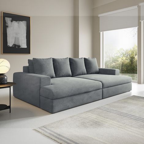 Gerade 3-Sitzer-Sofa mit tiefer Sitzfläche Paola Hellgrau