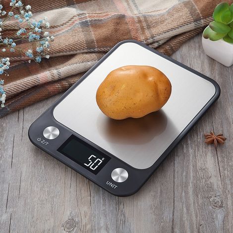 Balance de cuisine électronique numérique, pesage au gramme près, haute précision (noire, 10 kg/1 g)-AquaForge (1/5)