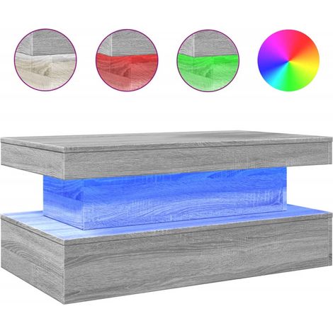 Maison Exclusive - Couchtisch mit LED-Leuchten Grau Sonoma 90x50x