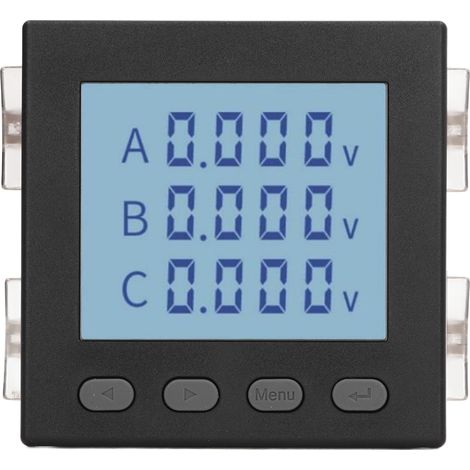 Compteur de tension triphasé intelligent noir AC220V, affichage LCD, boîtier ABS ignifuge, voltmètre précis (1/5)