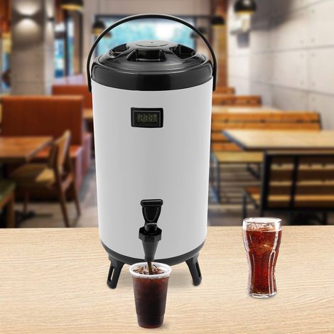 Distributeur de Boissons Chaudes, Distributeur Isotherme en Acier Inoxydable, Distributeur de Boissons Froides avec thermomètre et Robinet d'eau de 3,17 gallons (12 litres) (Blanc) (1/5)