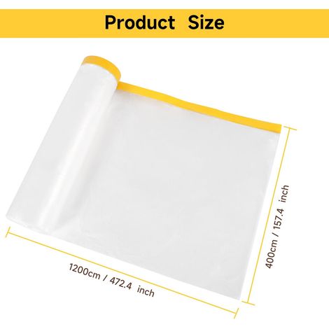 Youyijia 2-Piece Rolls of Pre-Applied Masking Film Plastic Dust Sheets For Painting Car and Furniture Protection Self-Adhesive Dust Sheets Pre-Applied Masking Film (4m x 12m) (1/5)