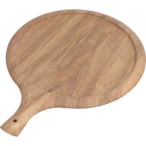 Planche à Pizza en Bois Rond avec Poignée pour Service Alimentaire Durable (1/5)