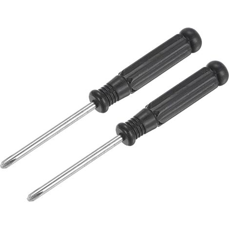Mini destornillador Phillips, pequeño electrodoméstico con cabeza Phillips de 3,0 mm, mango negro, paquete de 2 (1/5)