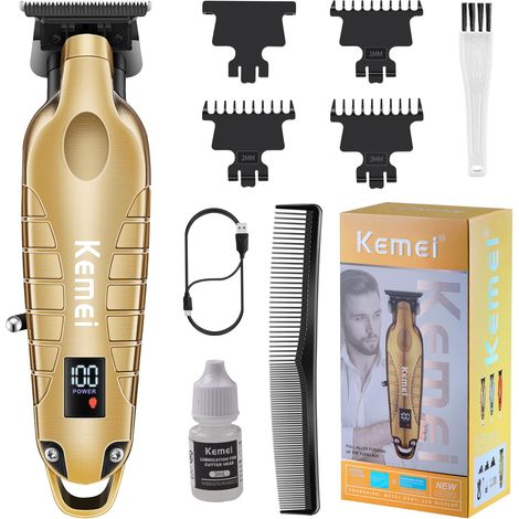 2293 Professional Hair Clipper for Men, Gold  T-Blade, Rechargeable and Wireless (1/5)
