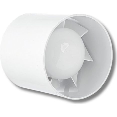 1 Ventilateur en ligne, Diamètre 100mm, Plastique ABS, Protection IPX2, Pour conduit de ventilation