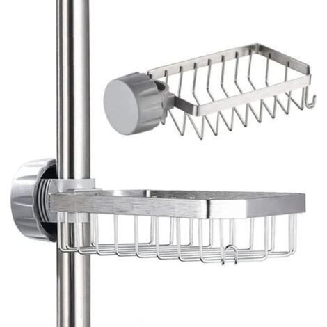 Porte Savon pour Etagere Douche - INOX Support Shampoing Douche sans Perçage pour Tringle 20-32mm (1/5)
