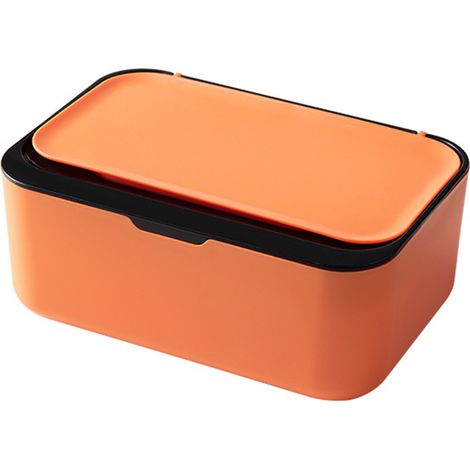 Caja para pañuelos húmedos a prueba de polvo con tapa, ideal para la sala de estar, la oficina o la mesa de centro (naranja y negro).
