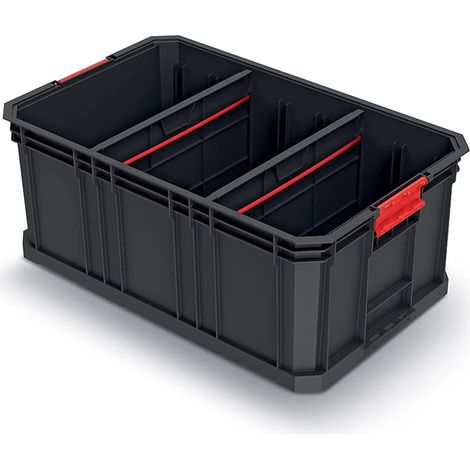 Cassetta per il trasporto di attrezzi de, modulare con pareti separate, capacità di carico de fino a 50 kg, plastica, impilabile, nero, 520 x 329 x 210 mm