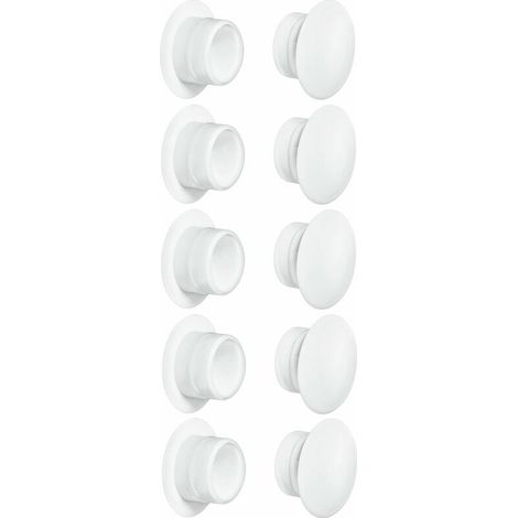 Lot de 10 bouchons blancs en plastique – Diamètre 15mm et 20mm – Protection meuble et cache trou vis – Fini esthétique
