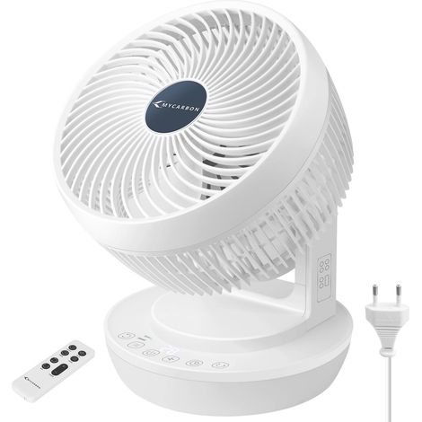 Ventilateur Silencieux avec Télécommande 1800m³/h ECO Mode 3D Oscillation 4 Vitesses Minuterie 12h Turbo Ventilateur de Table à Circulation d'Air pour Bureau Chambre 30m², Blanc (1/5)