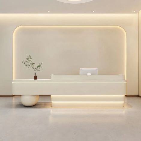 Kassentresen für Geschäfte, Empfangstresen für Modeboutiquen, Firmentheke Beige 240cm