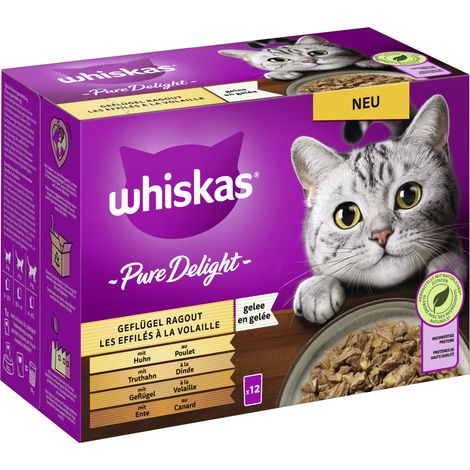 Whiskas Multipack Pure Delight Geflügelragout Katzenfutter 12 x 85 g