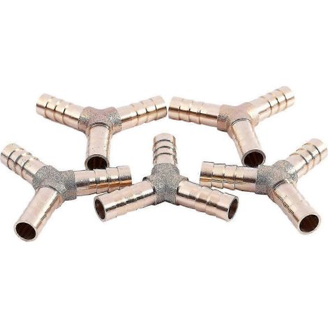 5 raccords en laiton en forme de Y à 3 voies pour tuyau d'air comprimé, embout cannelé de 8 mm (1/4)
