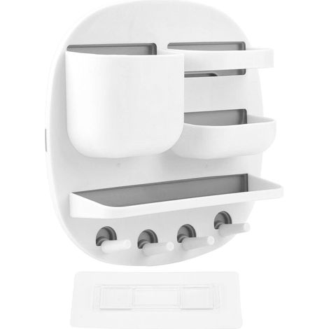 Boîte de Rangement Murale Adhésive Grande Capacité Forme Disque PP PS Installation Facile Sans Clou Support Auto-Adhésif Blanc (1/5)