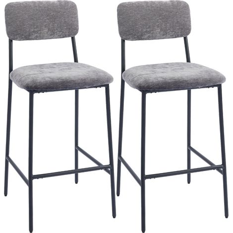 Taburete de bar 2 piezas CHICFURN 45,5 x 48 x 101 cm gris acero y tela para cocina (1/5)