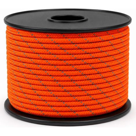 Corda riflettente per tenda e telo 6 mm x 30 m arancione (1/5)