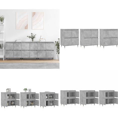 Sideboards 3 Stk. Betongrau Holzwerkstoff - Sideboard - Wohnzimmermöbel - Holzmöbel - Grau - Regal - Home & Living (1/5)