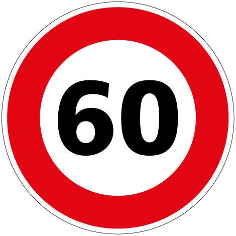 PANNEAU LIMITATION DE VITESSE 60KM/H (B14GALVA60) - Diamètre 850 mm