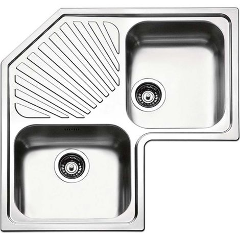 Apell ROAN2IBC Serie Roma Lavello da Incasso Angolare 2 Vasche Gocciolatoio Centrale 83x83 cm colore Acciaio Inox (1/2)