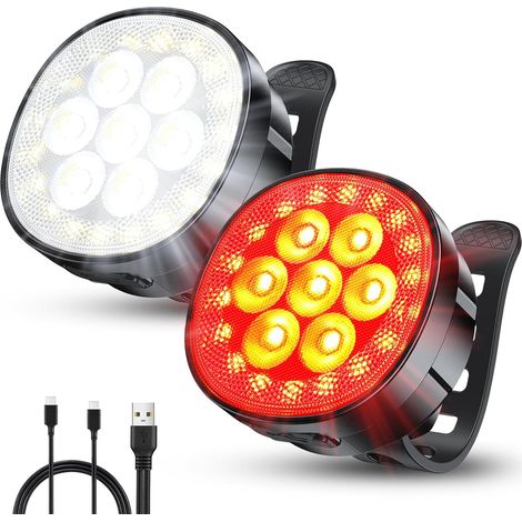 Faro per bicicletta, [8+12 modalità e ricaricabile tramite USB] Faro a LED ultra luminoso per ciclismo notturno, impermeabile IP65, ideale per le uscite notturne.