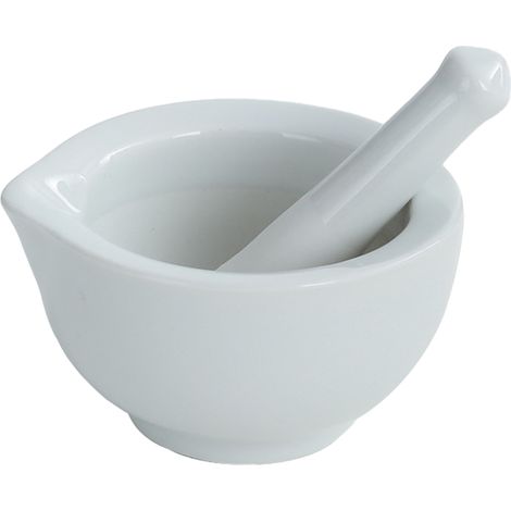 Mortier Et Pilon En Porcelaine - Intérieur Rugueux Pour Un Broyage Optimal - Adapté Cuisine Maison Et Professionnelle - Lot De 1 (1/5)