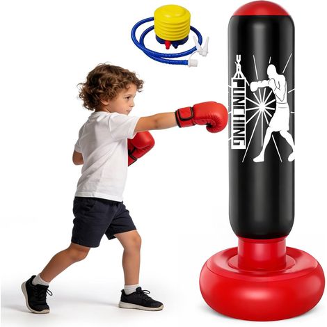 Sac de frappe sur pied, gonflable, 160 cm, pour enfants de 6 à 12 ans, idéal pour le karaté, le kickboxing, le taekwondo, l'entraînement MMA (1/5)