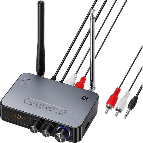Adaptateur audio Bluetooth, émetteur et récepteur Bluetooth 5.1 compatible avec TV, chaîne stéréo domestique, adaptateur audio sans fil avec télécommande. (1/5)
