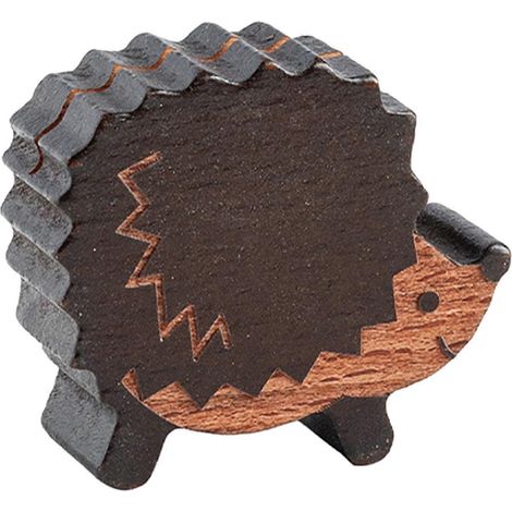 Porte-cartes de table en bois en forme de champignon – Motif mini hérisson – pour la maison et le bureau – Noir (1/5)