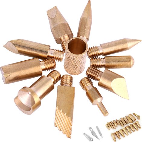 23 pièces de pointes pour pyrograveur, accessoires de soudure et pochoirs pour sculpture sur bois (1/5)