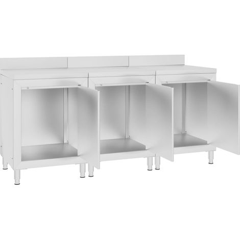 vidaXL Gewerbliche Arbeitsplatte mit Schrank 180x60x96 cm Edelstahl