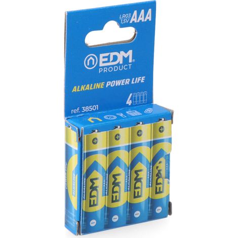 Pila EDM alkalina long life aaa - lr03 1.5v blíster 4 unid ø10.5x44.5mm