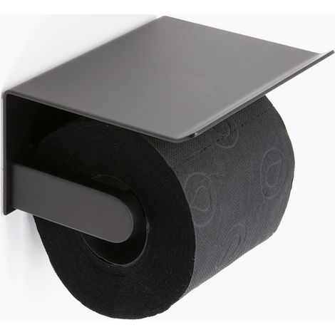 BATHBAZAAR - Dérouleur papier toilette inox noir + tablette smartphone.