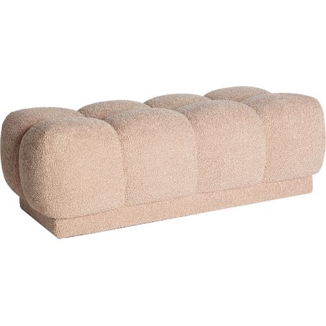 Banc bout de lit contemporain en bouclé coton marron confortable - Marron bouclé naturel (1/3)