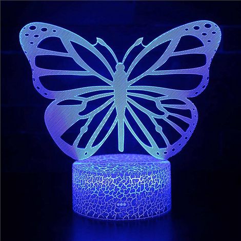 veilleuse Papillon Pour Enfants, Cadeau Fille 2 3 5 6 7 8 Ans, Lampe De Chevet 3d Pour Enfants, Avec 7 Changements De Couleur Et Tlcommande Et Min (1/5)
