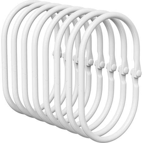 Lot de 12 - Anneau de rideau - Crochet de douche - Métal antirouille - Ouverture fermée - Salle de bain - Blanc - 3,6cm