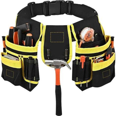 26 Poches Ceinture Porte Outil, Magnétique, Sacoche Outils Bricolage avec Porte Marteau Ceinture Large, Amovible et réglable, Sac à Outils pour Homme Électricien Charpentier Construction Encadreurs (1/5)