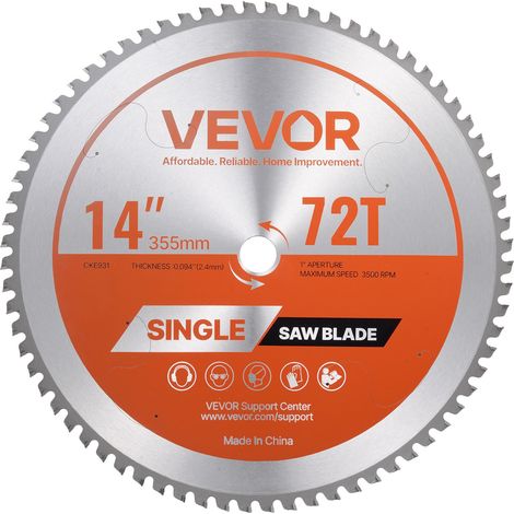 Lame de scie circulaire, Ø 355 mm, lame de coupe pour scie circulaire, 72 dents alliage, arbre 25,4 mm, finition soignée, avec évents de chauffage antibruit, pour couper aluminium, acier, métal (1/5)