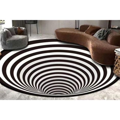 Tapis Rond - 80 Cm - Design 3D Stéréoscopique - Pour Salon Chambre Ou Entrée - 1 Pièce