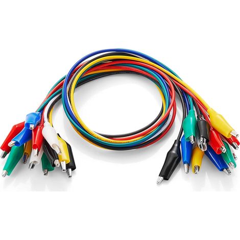 12-teiliges Set mit elektrischen Krokodilklemmen, 6-farbiges Premium-Messleitungsset, flexibler 22-AWG-Kupferdraht für Prüfspitzen, 21,5-Zoll-Überbrückungsdrähte sind an die Klemmen gelötet und gestan (1/4)