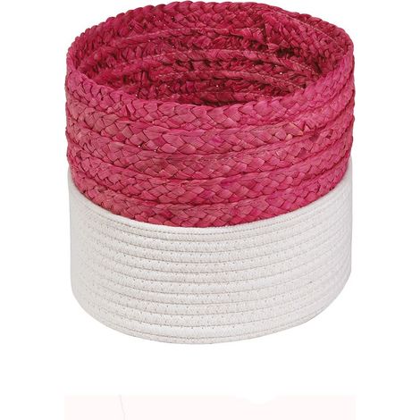 CALICOSY - Panier bicolore blanc et rose en corde