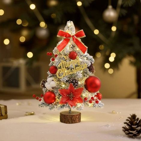 Petit sapin de Noël de table avec lumières,sapins de Noël pré-éclairés,sapin de Noël artificiel de table à faire soi-même (1/4)