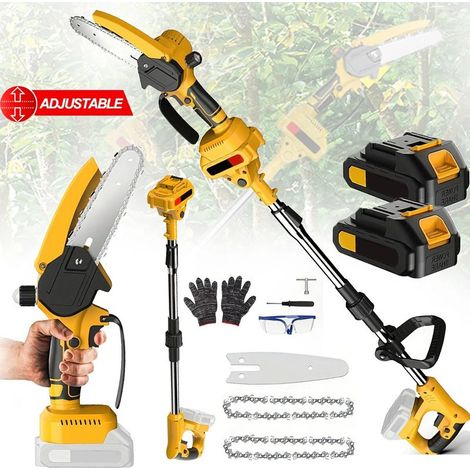 21V 2-in-1 telescopic electric chainsaw with brushed motor for high branches, powerful pruning tool for garden and outdoor use, compatible with Makita battery, includes 2 batteries (1/5)