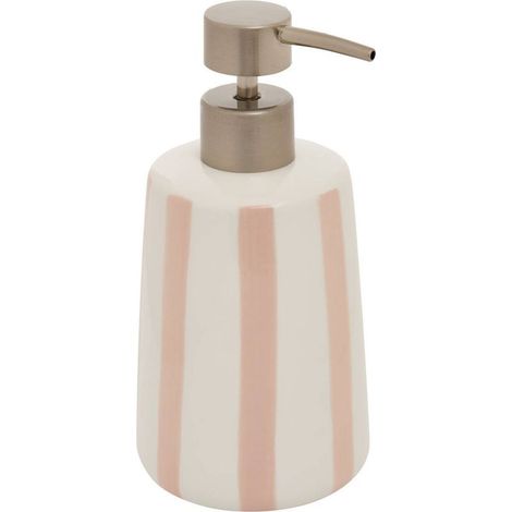Distributeur de savon strio à rayures rose blé 400ml - 5five