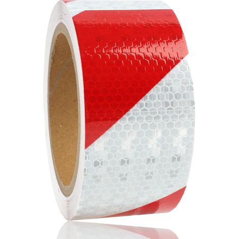 Ruban Réfléchissant Adhesif Rouge Et Blanc 10m X 5cm Bande Réfléchissante Autocollante, utocollant d'avertissement réfléchissant Bandes pour véhicules, extérieur (1/5)