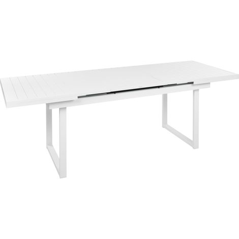 Mesa de jardín extensible para 8 personas tablero de lamas de aluminio blanco Valcanetto (1/5)