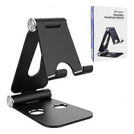 Support pour téléphone et tablette, station d'accueil compatible avec téléphones portables, accessoires, bureau et autres smartphones. Aluminium - Noir (1/5)