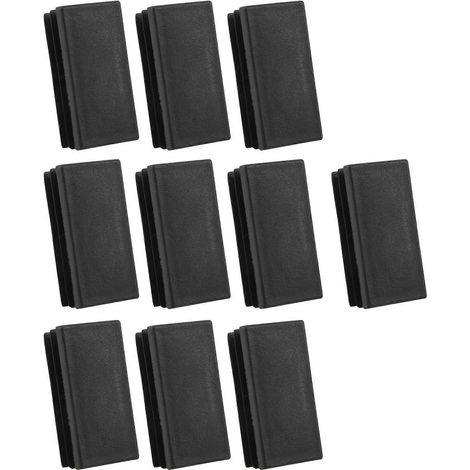 Bouchons d'extrémité de tubes rectangulaires en plastique, 25x50mm, 10 pièces, noirs. (1/5)